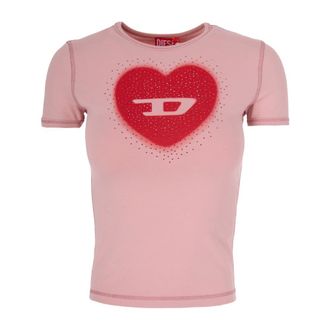 Diesel T-Shirts, female, Pink, Size: M T-Shirts