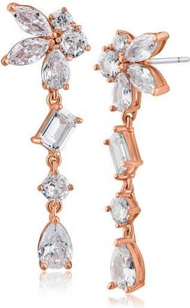 Kenneth Jay Lane Cubic Zirconia Cluster Linear Drop Earrings in Pink/Rose Gold at Nordstrom Rack