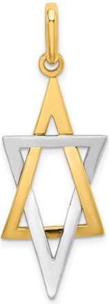 Diamond2Deal 14k Yellow Gold Rhodium Elongated Jewish Star Of David Charm