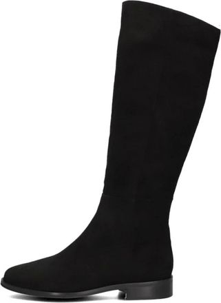 Notre-V Zwarte hoge laarzen met blokhak - Dames - Hoge Laarzen - Zwart - 36 EU - Wol - Schoenen