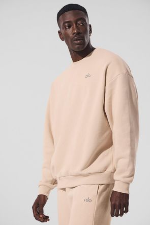 Alo | Accolade Crewneck Neck Pullover Top in Macadamia Beige, Size: 2XL