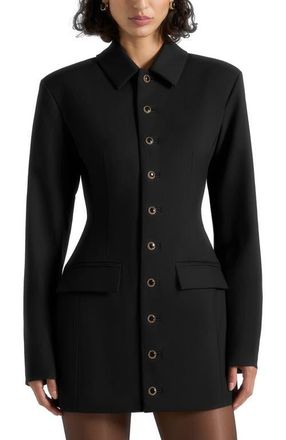 Mani&egrave;re De Voir Amelie Hourglass Button Up Blazer Dress in Black at Nordstrom, Size 12