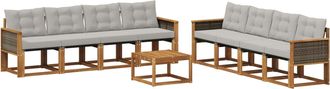 vidaXL Conjunto De Sof&aacute;s De Exterior 9 Uds. Natural Y Gris Claro Vidaxl