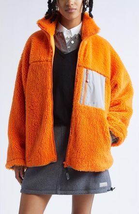 Sandy Liang Rain Fleece Jacket in Orange at Nordstrom, Size X-Small