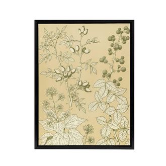 Artery8 Wild Rose Ivy Blackberry Botanical Jones Framed Canvas Wall Art in Beige | Size: W24 x H32