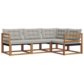 vidaXL Conjunto De Sof&aacute;s De Exterior 4 Pcs Gris Natural Y Claro Vidaxl