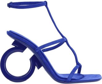 Ferragamo Blue Calfskin Stiletto Heel Womens Sandals