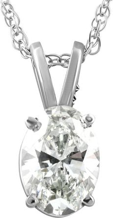 Pompeii3 VVS 1Ct Certified Lab Grown Oval Diamond Solitaire Pendant 14k White Gold Necklace