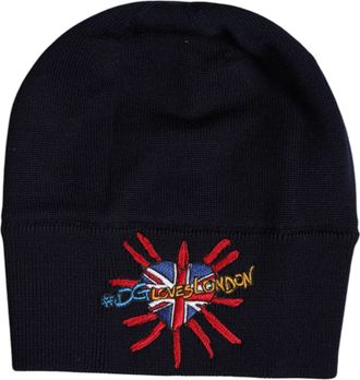 Dolce & Gabbana Black Wool DGLovesLondon Winter Beanie Mens Hat (Pre-Owned)
