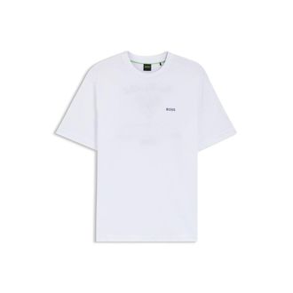 BOSS Embroidered-artwork T-shirt in cotton mesh
