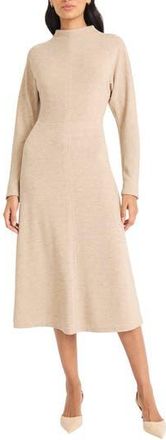 Maggy London Funnel Neck Long Sleeve Knit Dress in Beige at Nordstrom Rack, Size 12