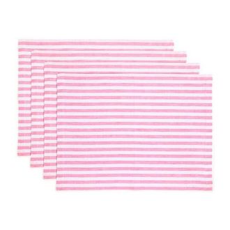 Solino Home Linen Placemats - Amalfi Stripe, 14 x 19 in Pink And White at Nordstrom, Size Medium