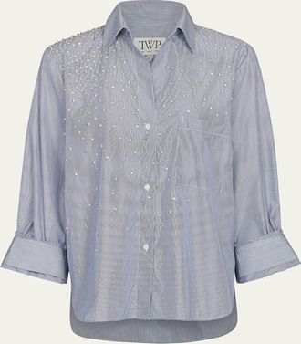 TWP Next Morning Shirt with Crystals in Baroness Stripe
