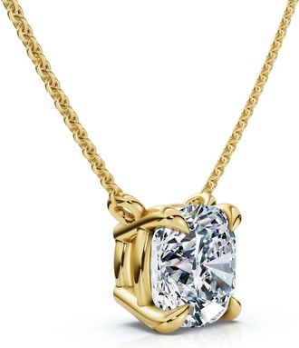 Pompeii3 1Ct Cushion Solitaire Diamond Pendant 14k Gold 18 Necklace Lab Grown