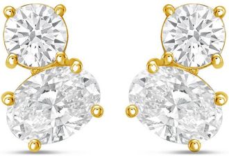 Diana M. Jewels 14K RG Gold 2 Stone Earrings 15.00 Ct