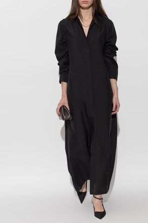 Toteme Silk Dress With Long Sleeves, Womens, Black