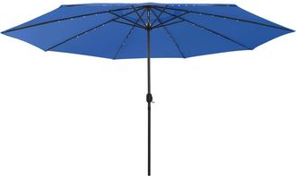 vidaXL Sombrilla De Exterior Con Led Y Poste De Metal 400 Cm Azul 020008180