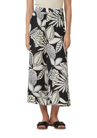 s.Oliver Relaxhose S.OLIVER, Damen, Gr. 34, N-Gr, schwarz (schwarz beige aop), Web, Obermaterial: 84% Viskose, 16% Polyamid, bedruckt, relaxed fit ca. Mitte Wa