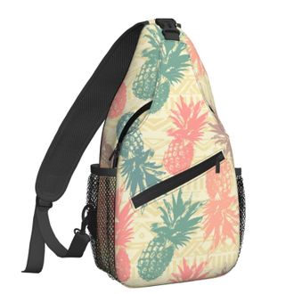 Generic Vintage Pineapple Chest Bag Lightweight Cross Body Bag Breathable Crossbody Bags For Camping Traveling Outdoors
