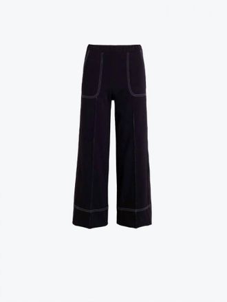 Vilagallo Womens Wide Leg Pant With Seaming In Black