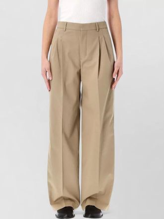 Ami cotton pleated low-rise wide-leg trousers