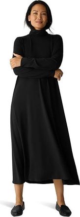 Eileen Fisher Stretch Jersey Knit Turtle Neck Dress Womens Dress Black : MD, Lyocell/Spandex/Tencel