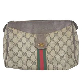 Gucci Brown Gg Supreme Clutch Bag (Pre-Owned)