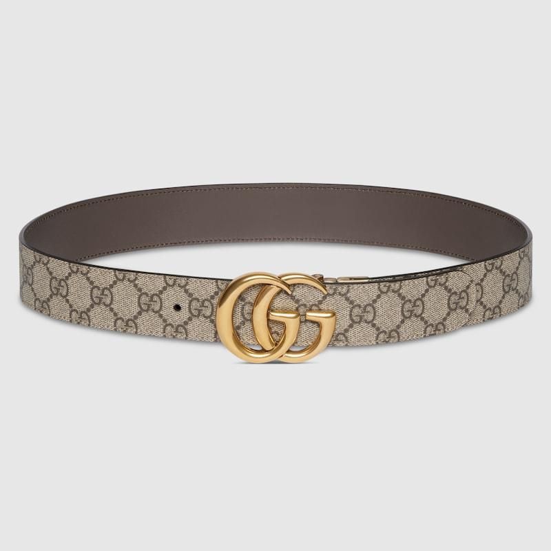 Fendi FF Reversible Denim Jacquard & Leather Belt from