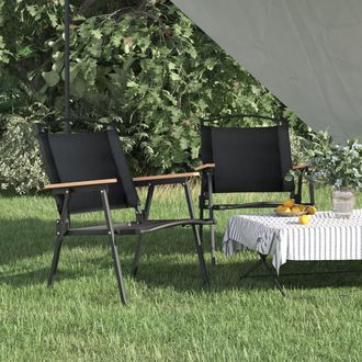 vidaXL Sillas De Camping 2 Uds Tela Oxford Negro 54x55x78 Cm Vidaxl