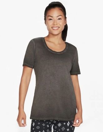 Skechers Womens Skechers W1TS330/BLK DIAMOND WASH HATHA SCOOP NECK Womens Tunic Tee Bold Black - Size: 18/16