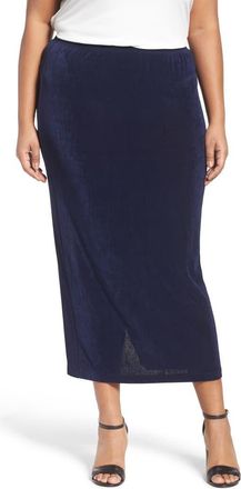 Vikki Vi Stretch Knit Straight Maxi Skirt in Navy at Nordstrom, Size 1X