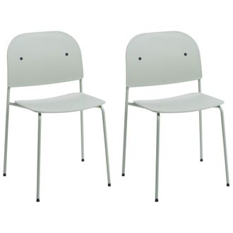 Beliani Conjunto De 2 Sillas De Comedor Y Cocina Asiento Sint&eacute;tico Estructura De Metal Verde Menta Windust