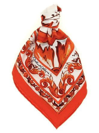 Dolce & Gabbana Orange Maiolica Printed Scarf