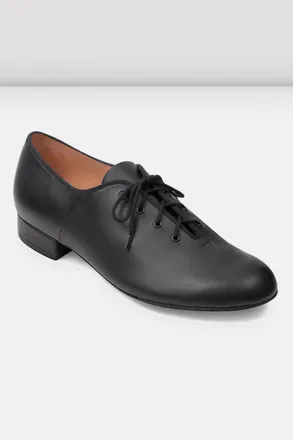 Bloch Mens Jazz Oxford Character Shoes with Leather Sole, Black Leather