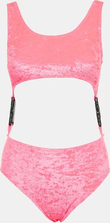 GCDS Gcds Pink Velvet Cut-Out Buckle Detail Swimsuit