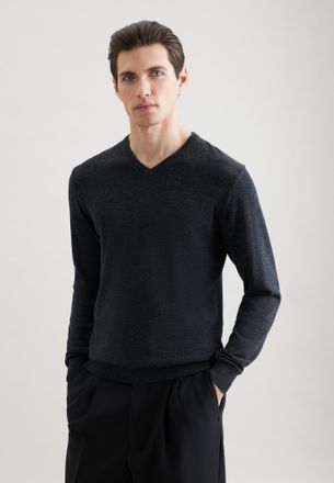 Seidensticker Pullunder SEIDENSTICKER Schwarze Rose, Herren, Gr. XXL, anthra m&eacute;lange, 100% Wolle, unifarben, regular fit, V-Ausschnitt, Pullover Pullunder, 1/1 V-Ne