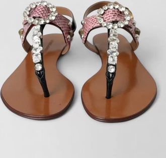 Dolce & Gabbana leather crystal-embellished slides