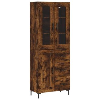 Berkfield Home Highboard Smoked Oak 69.5x34x180 cm Engineered Wood in Brown