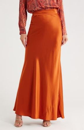 L'agence Ryker Bias Cut Silk Maxi Skirt in Sienna at Nordstrom Rack, Size 10