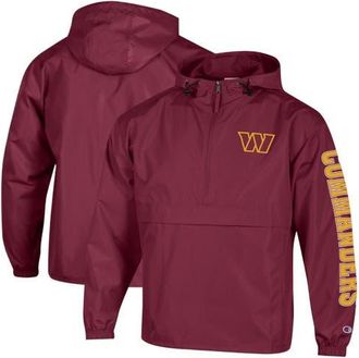 Champion Mens Champion Burgundy Washington Commanders Packable Hooded Windbreaker Half-Zip Jacket at Nordstrom, Size X-Large