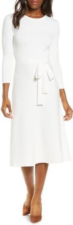 Eliza J Fit & Flare Sweater Dress in Ivory at Nordstrom Rack, Size X-Large