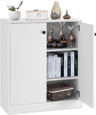 Costway Costway Gabinete De Almacenamiento De 2 Puertas, Gabinete Moderno Con 3 Estantes, Organizador Independiente Con Dispositivo Antivuelco Para Sala De Es
