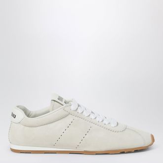 Miu Miu Sneakers Plume in pelle scamosciata bianca