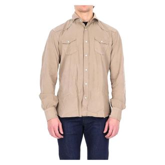 Barba Casual Shirts, male, Beige, Size: 3XL Camicia in velluto duemila righe modello texano