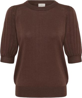 Kaffe Gebreide kleding - Dames - Ronde hals truien - Bruin - XS - Truien & Vesten
