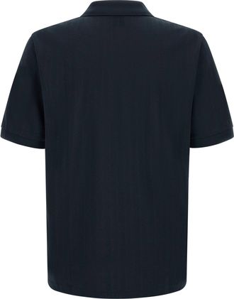 HUGO BOSS Structured Jacquard Cotton Polo Shirt - Navy