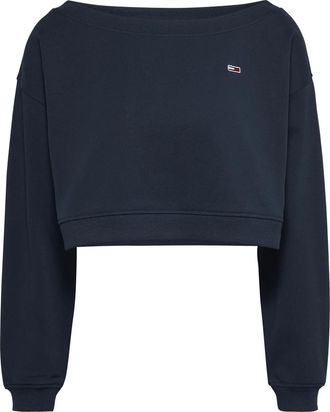 Tommy Jeans Essential Cropped Sweatshirt met Boot Neck - Dames - Sweatshirts - Blauw - XS - Katoen - Hoodies & sweatvesten