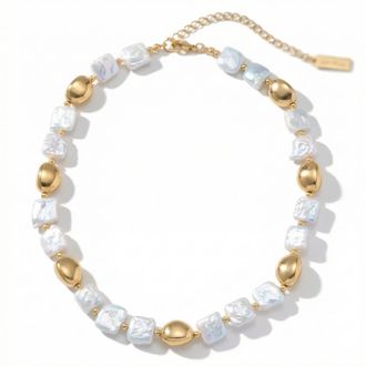 Pompeii3 Pina Square Pearl 18k Yellow Gold Necklace