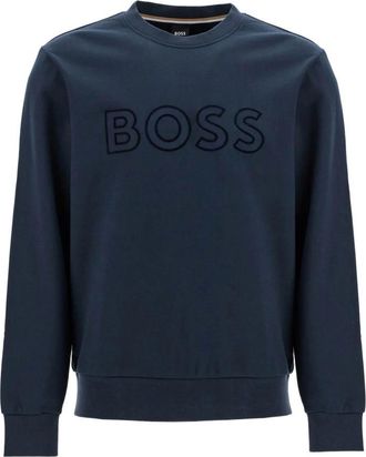 HUGO BOSS Logo Crewneck Sweatshirt - Heren - Sweatshirts - Blauw - L - Katoen - Hoodies & sweatvesten