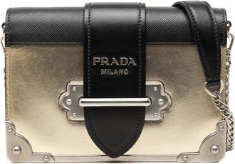 Prada Pre-owned Prada Saffiano Trimmed Metallic Vitello Cahier Bag Ladies Q66XQF26HOAQ2QWW